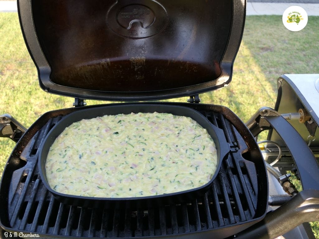 Zucchini Slice in the Weber Baby Q.